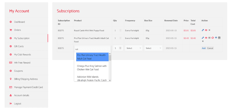 Changing and Updating Subscriptions