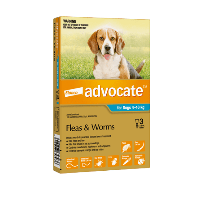 Advocate™ Flea & Worm Treatment for Dogs 4kg - 10kg, 3 Pack