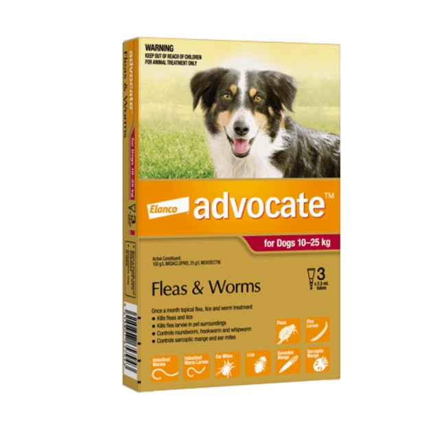 Advocate™ Flea & Worm Treatment for Dogs 10 - 25kg, 3 Pack