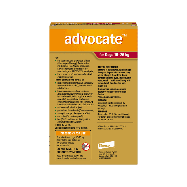 Advocate™ Flea & Worm Treatment for Dogs 10 - 25kg, 3 Pack - Image 2