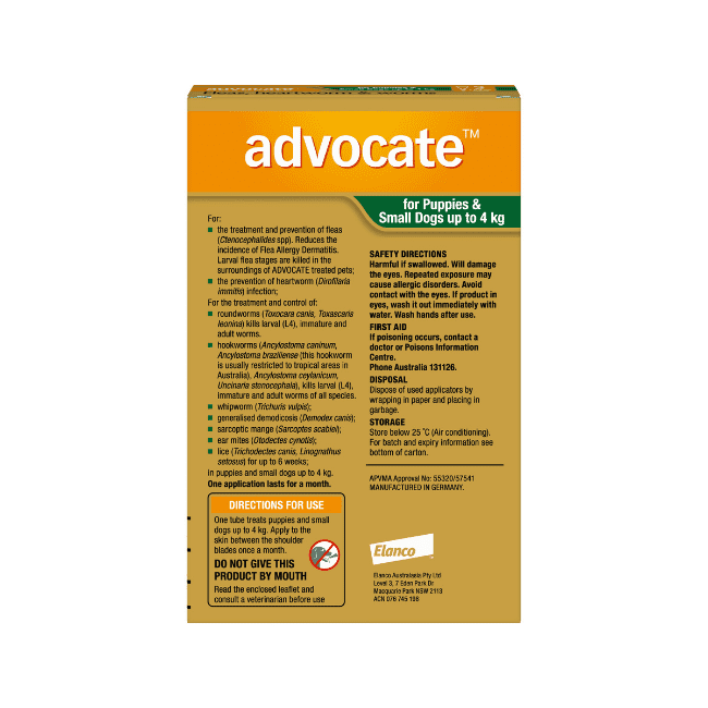 Advocate™ Flea & Worm Treatment for Puppies & Small Dogs Up to 4kg, 3 Pack - Image 2