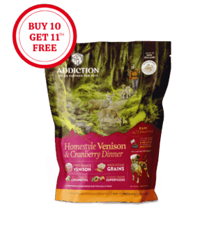 Addiction Homestyle Venison & Cranberry Dinner, Complete & Balanced, Novel Protein Raw Alternative Dog Food