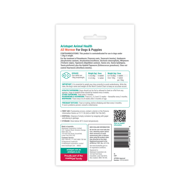 Aristopet All Wormer for Dogs & Puppies - Image 2